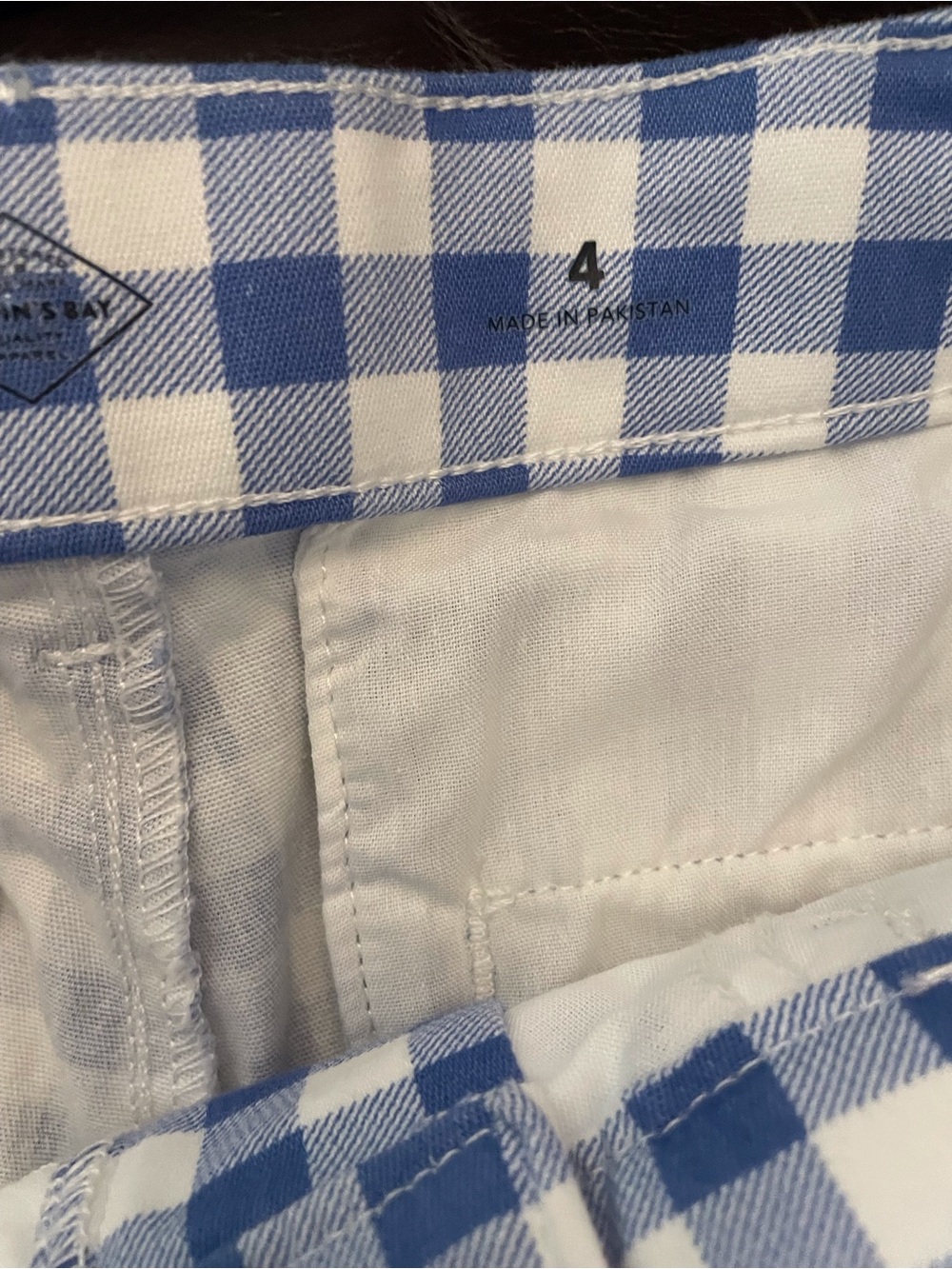 Lands' End Blue and White Gingham Bermuda Shorts - Picture 3 of 4